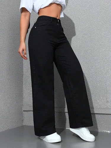Image of KOTTY Women's High Waist Straight Fit Denim Jeans | Stretchable| Wide Leg & Regular Fit Stylish Wear