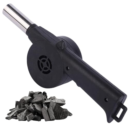 Soplador de chimenea, soplador de fuego manual con manivela de mano, fuelle de plástico con cabeza de acero inoxidable, fuelle de viento fuerte de múltiples usos desmontables para estufa de madera, c