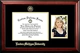Campus Images Eastern Michigan University 10w x 8h Gold Embossed Diploma Frame with 5 x7 Portrait, Brown, One size