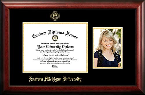 Campus Images Eastern Michigan University 10w x 8h Gold Embossed Diploma Frame with 5 x7 Portrait, Brown, One size