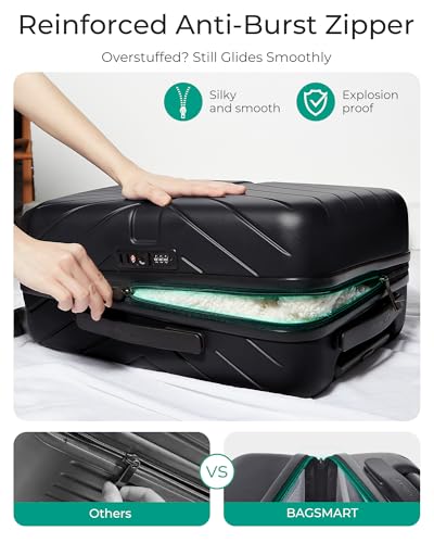 Image of BAGSMART Carry On Luggage 22x14x9 Airline Approved With TSA Lock, 1OO% Polycarbonate Hardside Luggage with Spinner Wheels, Durable Hard Shell Carry On Suitcase 20 inch Black