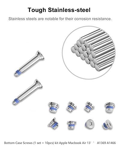 DAFUNY 8 Pack Rubber Case Feet + 2 Set (20pcs) Repair Replacement Screws Set + 1pcs 5-Point Pentalobe Screwdriver Compatible with Unibody MacBook Air for 13 inch A1369 A1466 Bottom Case, 2010~2016