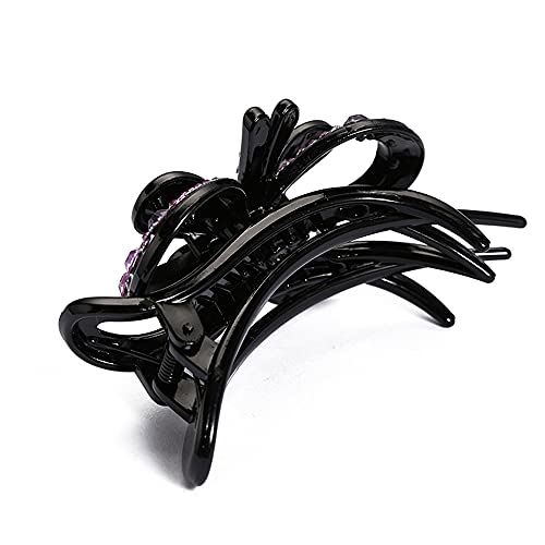 Yusier Butterfly Hair Clips With Flowers And Rhinestones - 4 Pcs Ponytail Clips, Studded Duckbill Clips For Women thumb #4