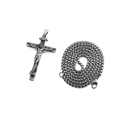 Sterling Silver Crucifix Pendant Necklace for Men Women, Jesus Cross Necklace for Boy Christmas Gift3