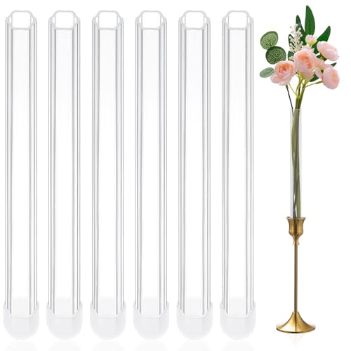 Ninehaoou 6 Pack 7.9" Bud Vase Taper Candle Holder's Acrylic