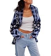 Y2k Oversized Button Down Cardigans for Women Fall Boho Cardigan Shawl Collar Sweater Coats Graph...