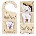 Tooth Fairy Door Hanger, 3D Wooden Tooth Keepsake Box Tooth Door Hanger Cute Hanging Tooth Holder Tooth Box Tooth Fairy Box for Kids Lost Teeth Encourage Gift Room Decoration (Pink)