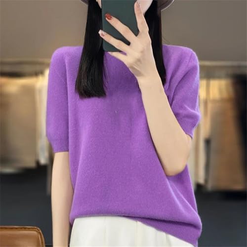 Women's Short Sleeve Pullover Sweaters Women's Crew Neck Soft Lightweight Knit Pullover Tops2