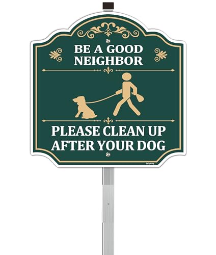 1 Pack Clean Up After Your Dog Be A Good Neighbor Signs 12 x 12 Inches With Metal Stakes No Dog Poop Lawn Signs Sturdy Aluminum Weatherproof UV Protect Easy to Install Outdoor
