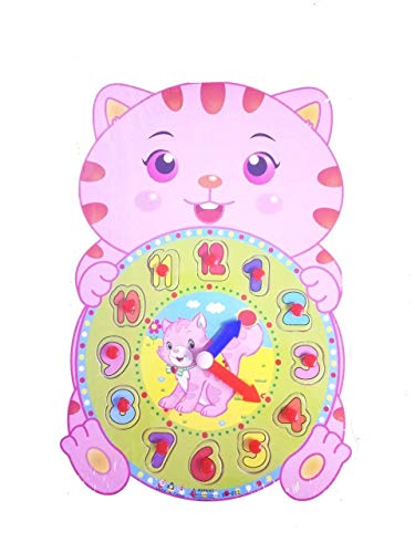 Image of PLUSPOINT Wooden Rainbow Clock Puzzle Toy for Kids Learning Time Numbers Colors Early Education Montessori Educational Toy Gift for Kids