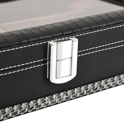 Image of BOXXO 12 Slot Watch Organizer Box for Men & Women - Premium PU Leather Watch Case (9-slots Black /Beige)