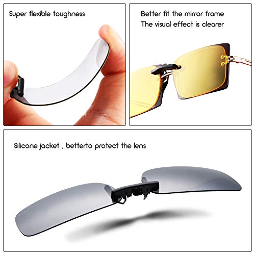 Weewooday 5 Piece Polarized Clip on Sunglasses Rimless Rectangle Clip on Sunglasses Lightweight Shade Eyeglasses Men Women2
