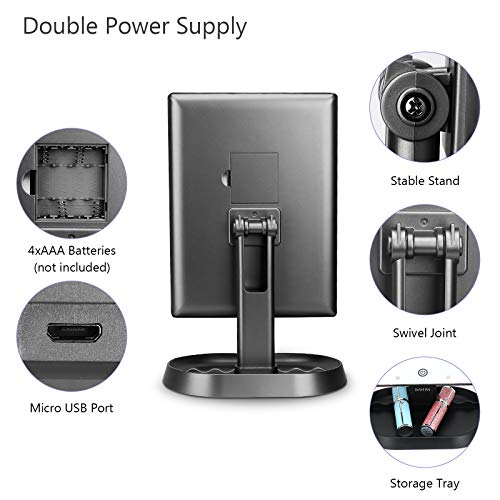 Deweisn Trifold Lighted Vanity Makeup Mirror With 21 Leds Lights,1X/2X/3X Magnification And Touch Screen Dimming,Two Power Supplies Makeup Mirror, Gift For Women #TOP2