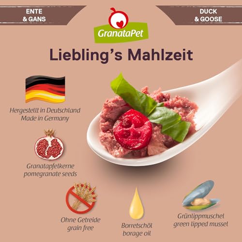 GranataPet Liebling's Mahlzeit Ente & Gans, 6 x 800g, mit Pastinaken