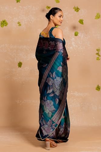 Image of MIRCHI FASHION Saree for Woman Chiffon Foil Work Floral Printed | Ethnic Sari for Function and Farewell with Unstitched Blouse Piece (Available in 15 Colors)