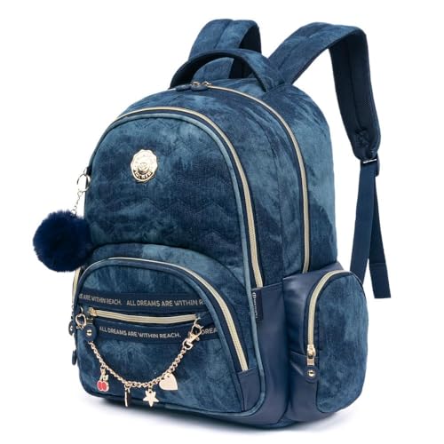 Kit Mochila Com Estojo Bolsa De Costas Juvenil Grande Escolar Chaveiro Pompom