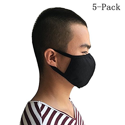 5Pcs Men's new Cool black Fashion mask dust and pm2.5 of Activated carbon mask stereo mask