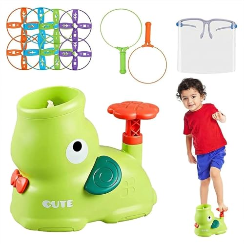 Image of Kidology Flying Disc Launcher Elephant Saucer Toy Kit, Disc Catching Game for Children Outside Activities Consist 8 Discs, 2 Catch Net, Foot Step Flying Disc Outdoor Activities Toy