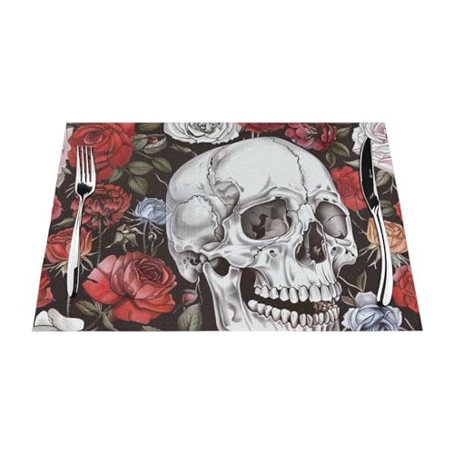 Set de table en PVC tête de mort florale pour des repas de caractère stylés - 2