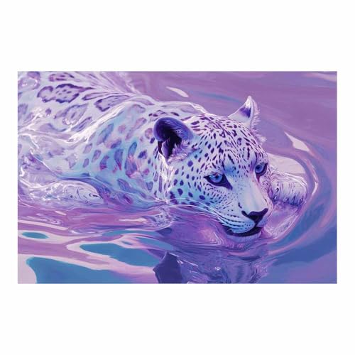 Poster léopard violet 70x100 cm pour habiller un mur vide sans encombrer l'espace de votre chambre