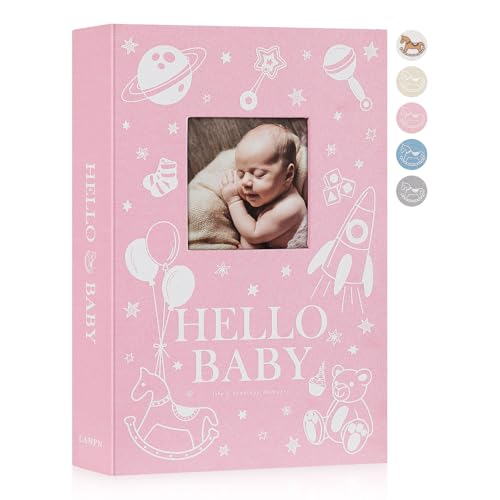 Image of Lanpn Baby Photo Album 4x6 300 Pockets, Linen Newborn Bebe Ultrasound Photo Album with Memo Writing Area, Cover Photo Book, Picture Album for kids, Baby Girl Memory Book Keepsake Pink