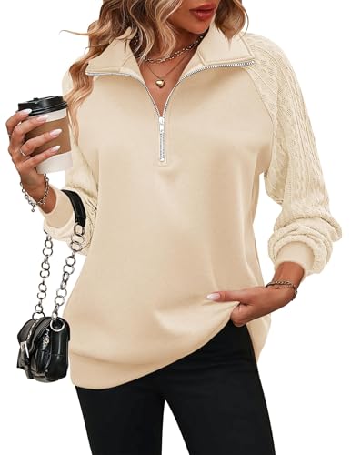 Sweat à capuche en polaire femme sweatshirt zippé 1/4 chaud et confortable