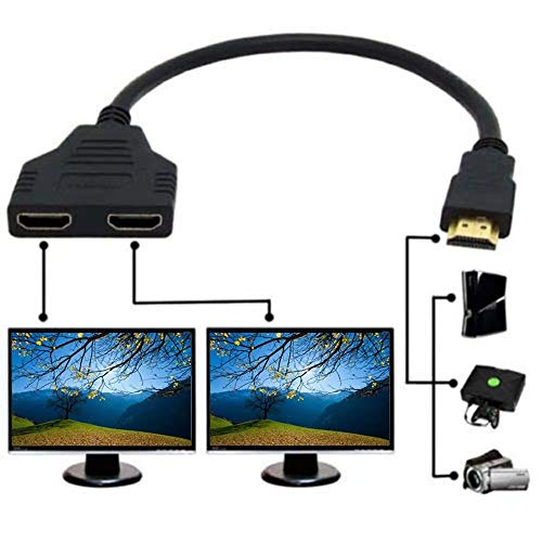 HDMI Splitter Cable - HDMI Splitter 1 in 2 Out 1080P Male to Dual HDMI Female 1 to 2 Way HDMI Splitter Adapter for HDMI HD, LED, LCD, TV