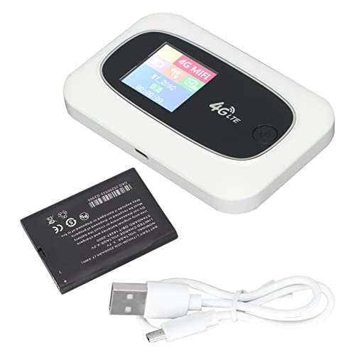 Image of Portable 4G LTE Travel Router with LED Display Compact WiFi Hotspot for Smartphones Laptops Compatible with Networks White