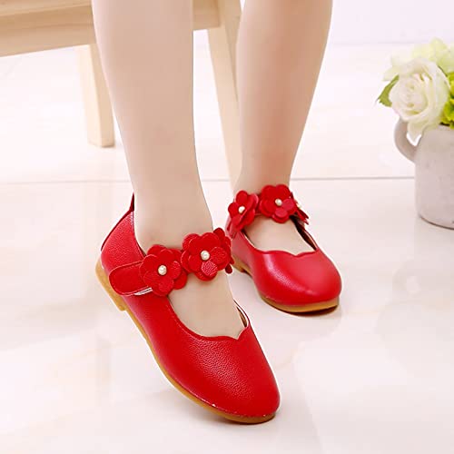 Girls Low Heel Shoes PU Dress Shoes for Wedding Toddler Girls Close Toe Sandals Ankle Strap Flower Water Shoes Toddler4