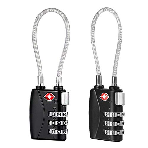 Serrures à Bagages TSA Cadenas, Serrures De Sécurité à Combinaison De 3 Chiffres pour Valise Bagages Sacs, Approuvé par La TSA Voyage Sécurisé (2 Pcs Noir)