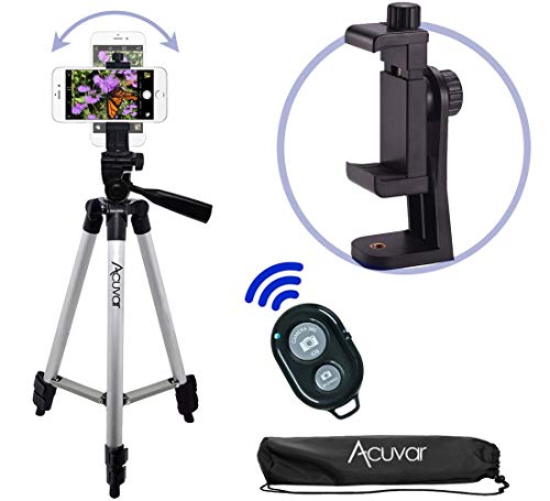 Acuvar 50" Smartphone/Camera Tripod with Rotating Mount & Wireless Camera Remote. Fits All