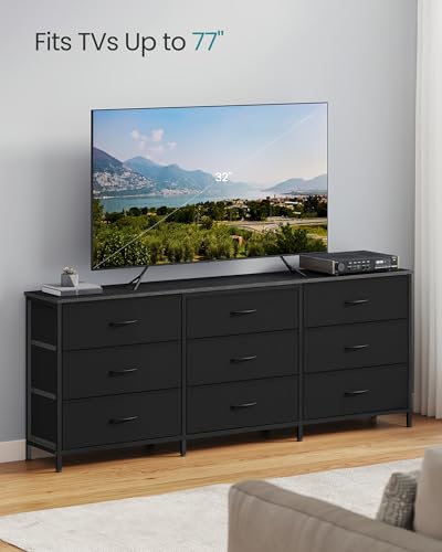 Image of SONGMICS Dresser with 9 Fabric Drawers, TV Stand for TVs Up to 70 Inches