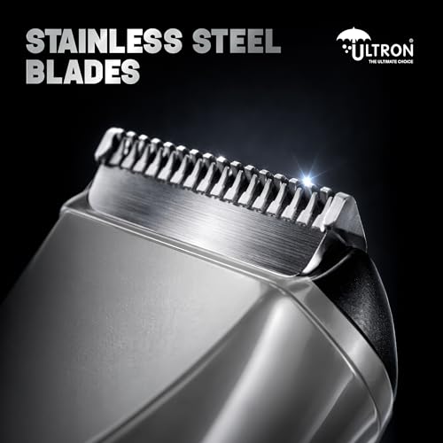 Image of ULTRON UBT01 Beard Trimmer for Men | Cordless Rechargeable Trimmer | 1200mAh Battery | Stainless Steel Blades | Type-C Fast Charging | 1 year warranty (Gray)