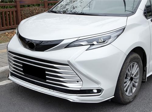 Image of Car Front Fascia Trim Compatible With Toyota Sienna 2021 2022 2023 2024 Front Grille Trim Headlight blade trim Exterior Car Accessories ABS 2PCS(Glossy Chrome Style)
