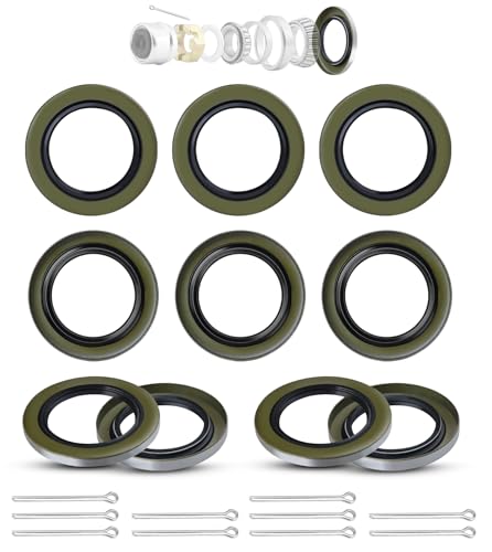 Image of 10PCS 1.249 inch ID x 1.983 inch OD Trailer Wheel Hub Spindle Double Lip Grease Seal with 10 Cotter Pins for 2000-2200 lbs Axles, Replace Dexter 12192TB Spindle.