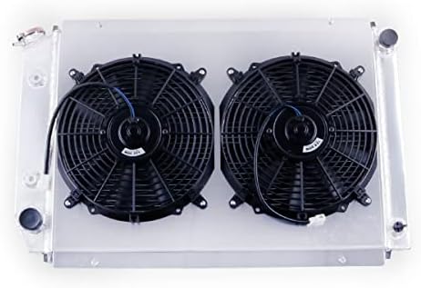 LUXERAD 3 Rows Full Aluminum Radiator with Shroud Fan (2X12 Inches Dia.) for 1980-1993 1992 1986 Ford Mustang Fairmont Granada Thunderbird Mercury, 1982-1992 Lincoln Continental Mark Radiator CU556……