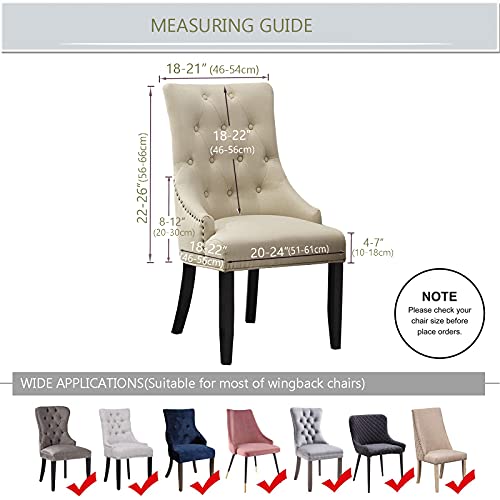 Boguang Velvet Tufted Wingback Chair Cover Slipcovers,Stretch Fit Dining Chair Covers,Reusable Washable Soft Spandex Sloping Armchair Cover (Natural White,Set Of 2) #TOP2