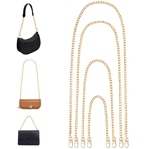 JOPHEK Cadena para Bolso, 4 Piezas Cadenas de Metal Correas de Hombro, Correas de Cadenas de Bolsos con Hebillas, DIY Correa de Cadena para Carteras y Bolsos de Hombro - 40/60/100/120cm (Dorado)