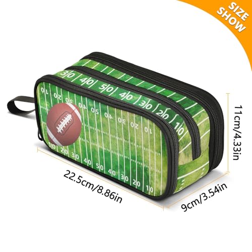 Image of Pencil Case Large Big Capacity Football Ball Field Pencil Bag for Girls Boys Zippers Pen Bag Holder Pouch Box Makeup Bag 3 Compartment Portable Stationery Storage for College Students School