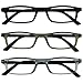 OPULIZE Ted Reading Glasses 3 Pack Narrow Lightweight Frame Matt Black Transparent Khaki Grey Mens Womens Scratch Resistant Spring Hinges RRR17-167 +2.00