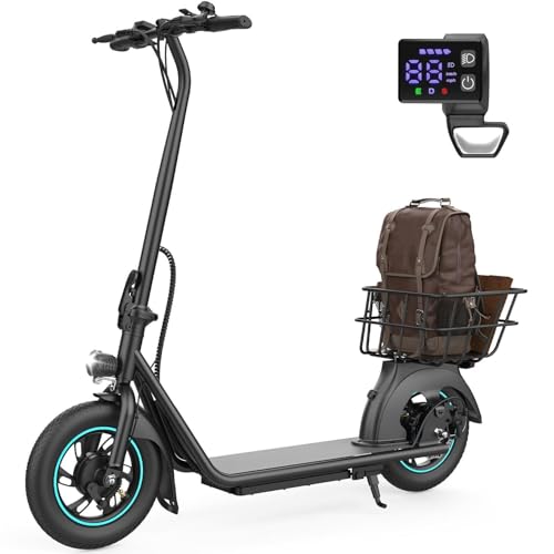 URBANMAX X2 Adult Electric Scooter, Foldable with Rear Basket, 12' Tires, 550W Motor, 18.6 MPH & 20-Mile Range, E-Scooter for Commuting, School & Shopping, Black