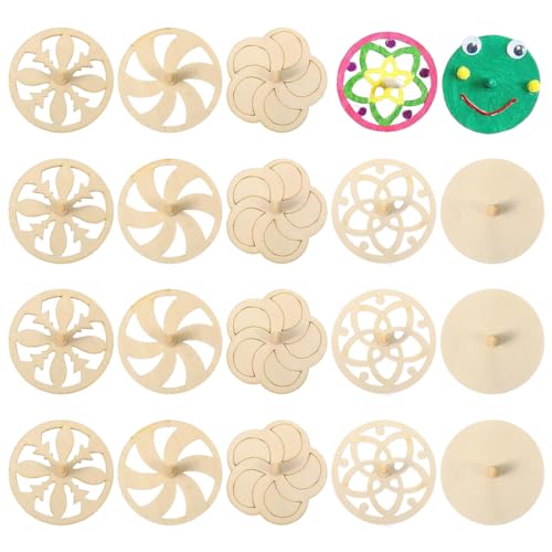 GXGM 20 peças peonza de madeira, peonças crianças, trombos para crianças, conjunto de peonças, peonza rompido, brinquedo criativo presentes e detalhes para comunhões, festas de aniversário (Desenhe
