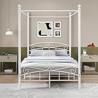 Yiustldd Himmelbettgestell Aus Edelstahl - Weiß, 120x200cm Für Gemütliche Moskitonetze