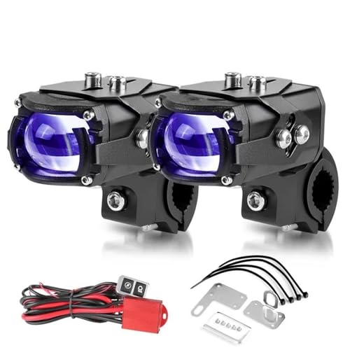 Faisceau Hi-Lo et œil de démon bleu pour ce projecteur LED antibrouillard moto longue portée