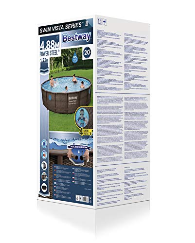 Bestway Power Steel™ Swim Vista Series™ Frame Pool, 488 x 122 cm, Komplett-Set mit Filterpumpe, rund, braune Rattan-Optik – Bild 4