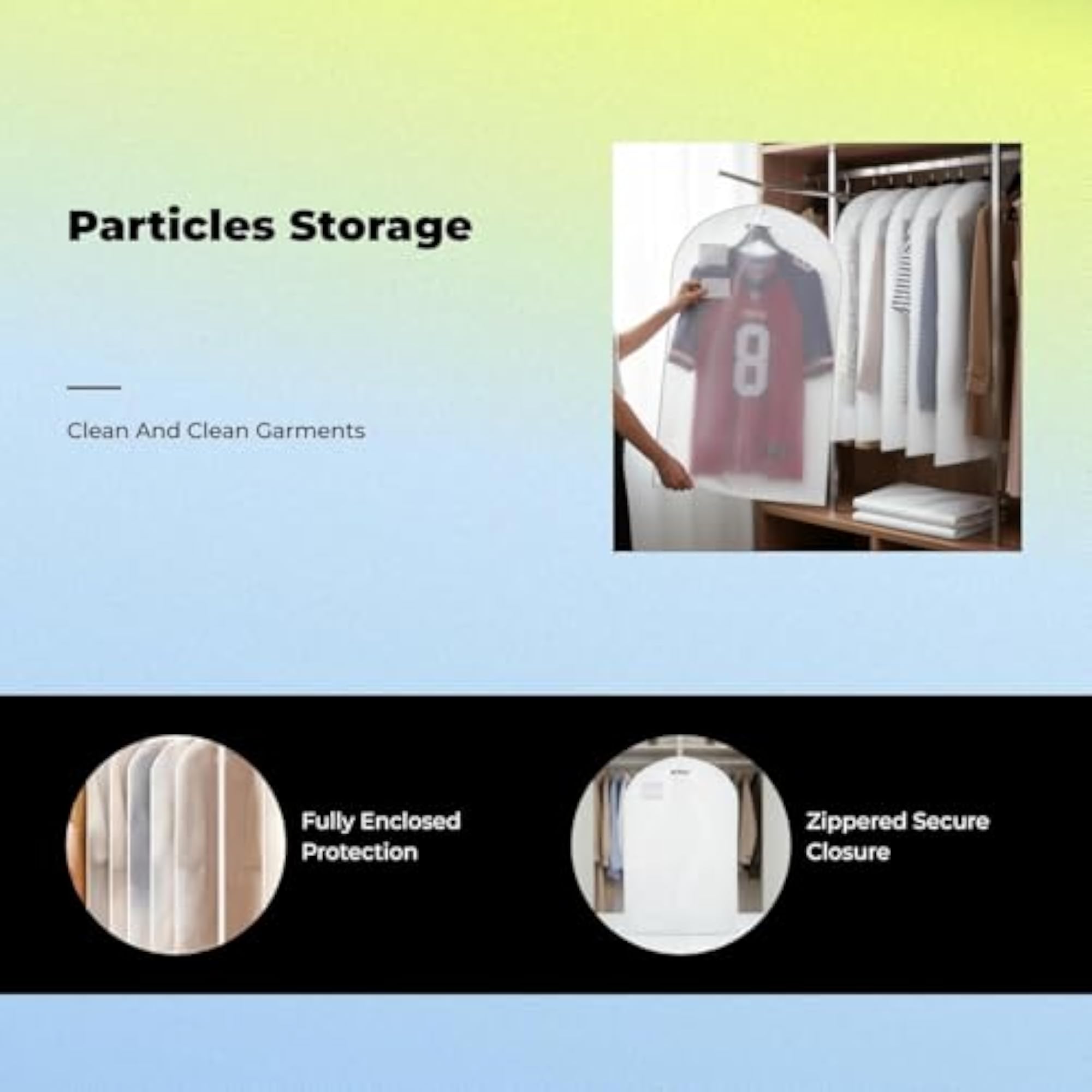 Garment Bag, Transparent Clothes Hanging Suit Organizer, 60x100cm