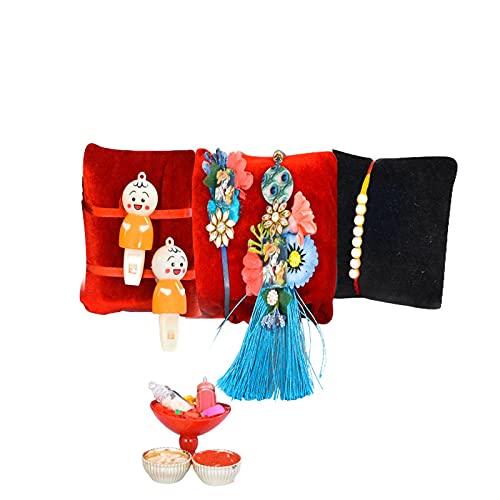 Image of NUTRI MIRACLE Rakhi Dry Fruit & Nut Gifts With Rakhis For Brother N Family Including Bhai Bhabhi Pair,Cashew,Almond,Raisin,Cookies,Silk,450gm