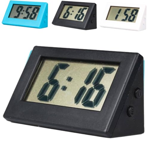 Reloj digital alimentado por pilas, pantalla grande LED, pequeño reloj digital de viaje, adecuado para mesita de noche/dormitorio (negro)