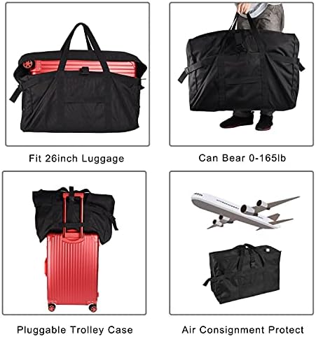 Carry on Tavel Duffle Bag,Foldable Heavy Duty Overnight Bag,Larger Size Tear Resistant Water Resistant Packable Luggage for Weekender/Vacation/Camping/Beach/Tent 5 Carry on Tavel Duffle Bag,Foldable Heavy Duty Overnight Bag,Larger Size Tear Resistant Water Resistant Packable Luggage for Weekender/Vacation/Camping/Beach/Tent