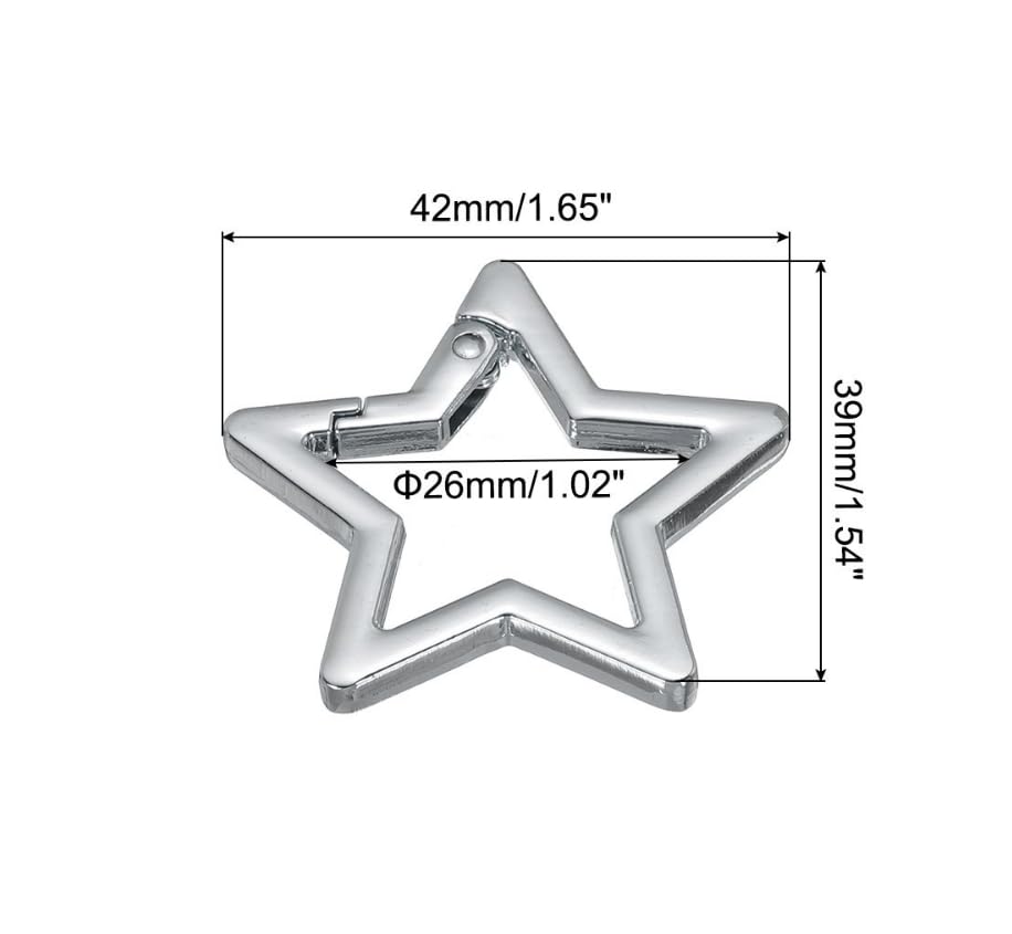 Star Shaped Stainless Steel Keychain Clip Carabiner Snap Hook Holder Carabiner Hook Clip Key Holder Clip Keychain Carabiners for Keys and Wallet Accessory with Key Chain Rings (Gun Color)